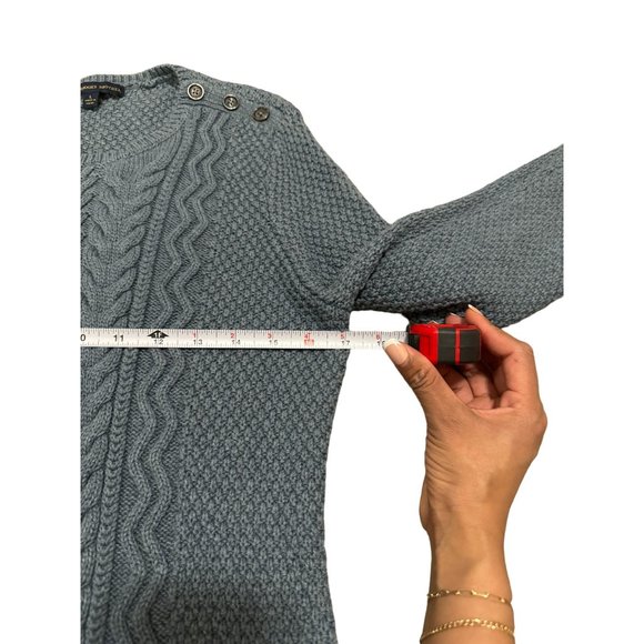 "346" BROOKS BROTHER KNIT CROCHET BLUE SWEATER WOMAN'S LARGE | E2 - Picture 6 of 6